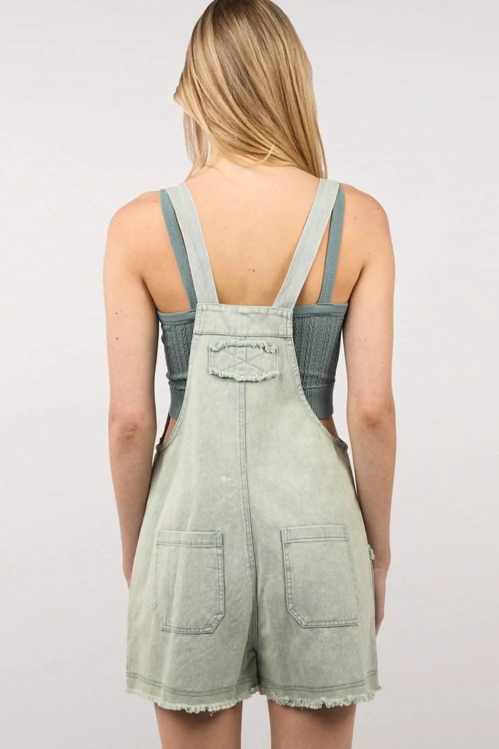 VERY J Washed Frayed Hem Denim Overall - Love Salve